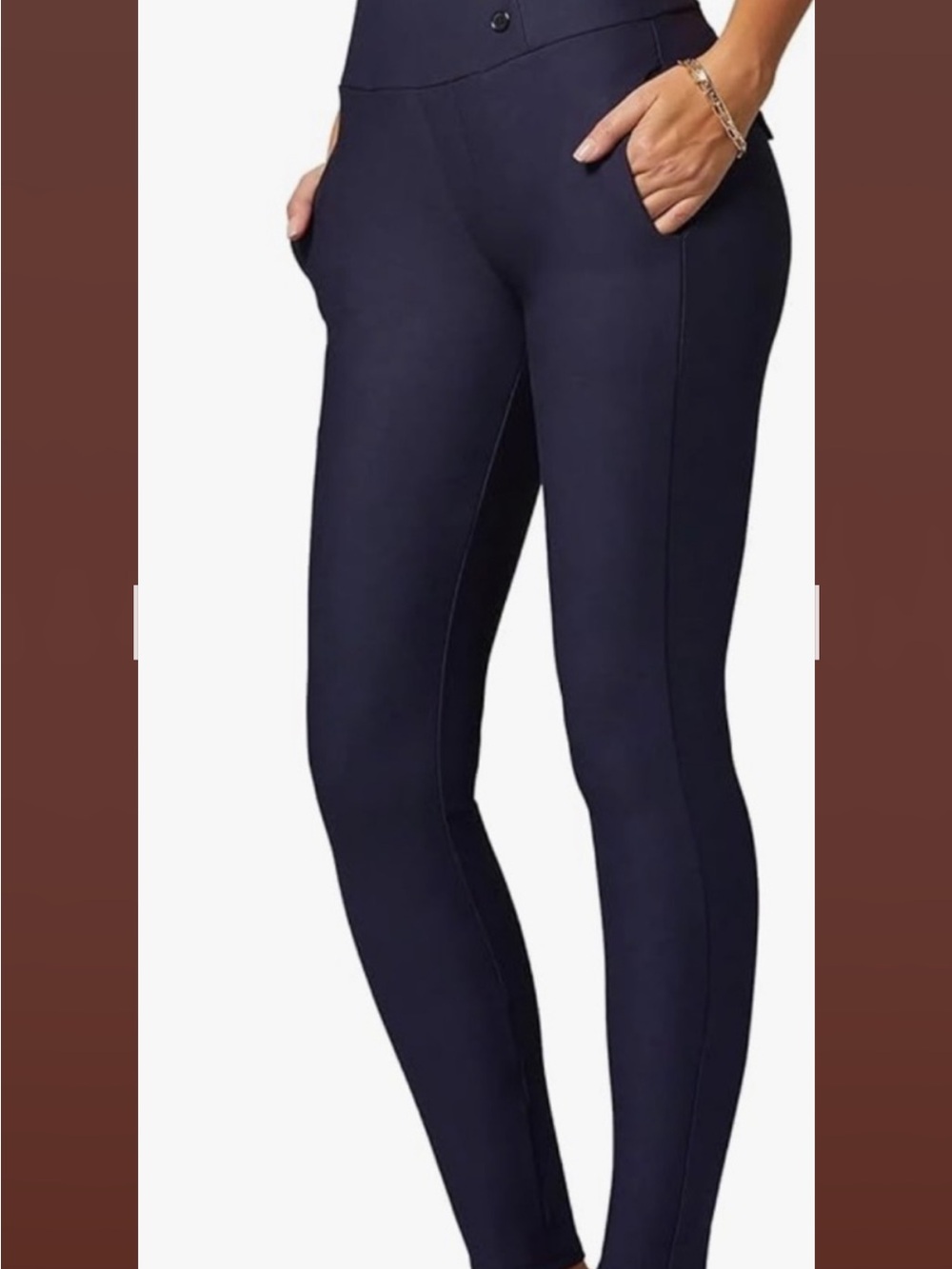 High-Waist Navy Ponte Knit Pants